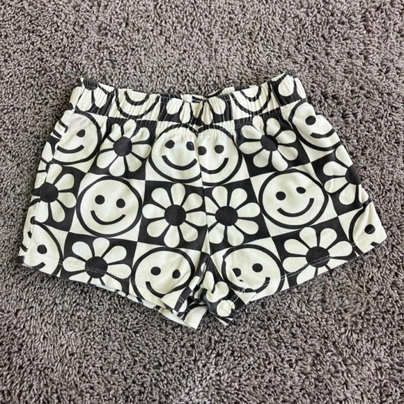 Art Class Girls Sleepwear Shorts Black White Smiley Face Flower Print M - Picture 2 of 3